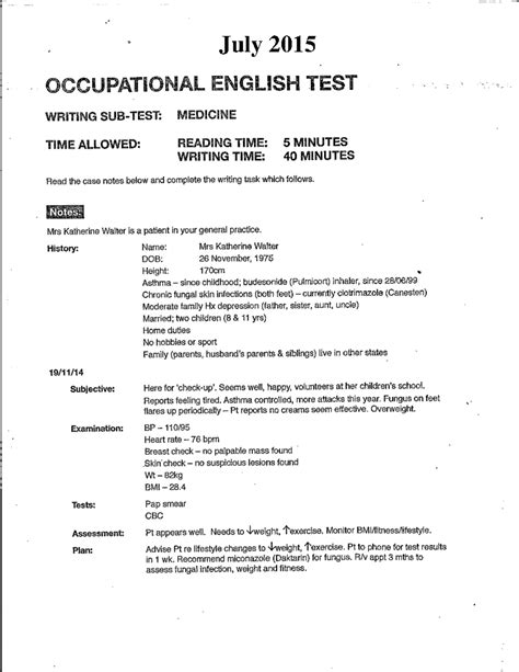oet sample test medicine.